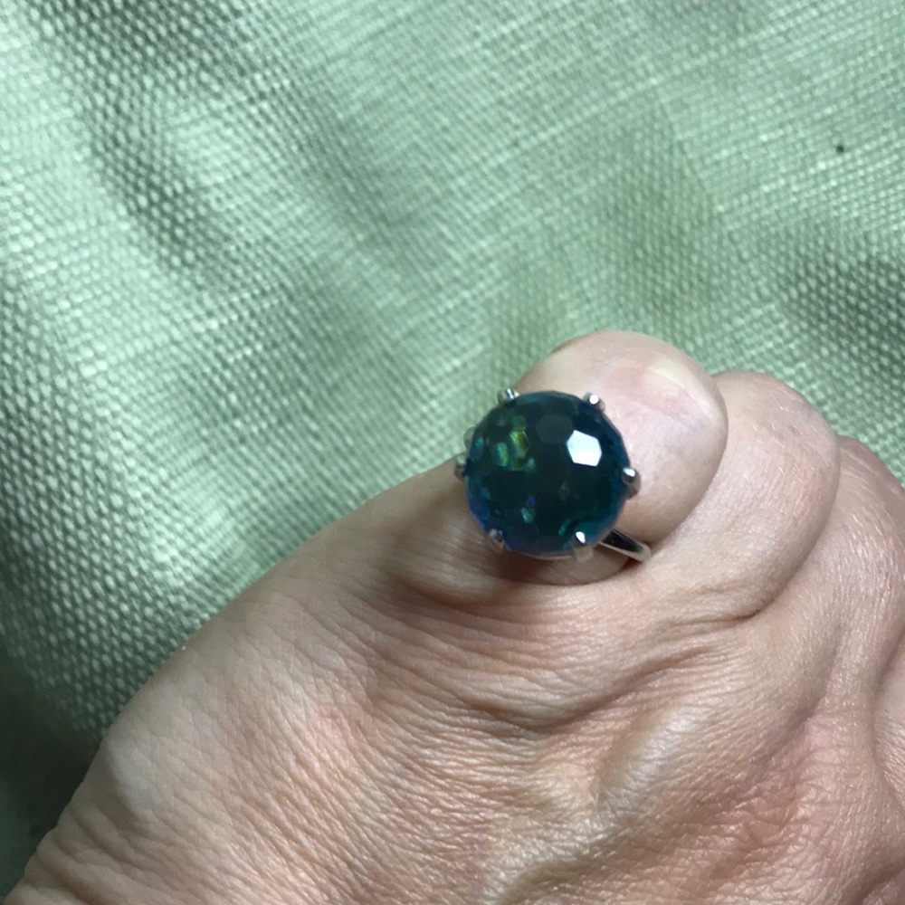 Adjustable Clear Blue Color Changing Ring Silver - image 3